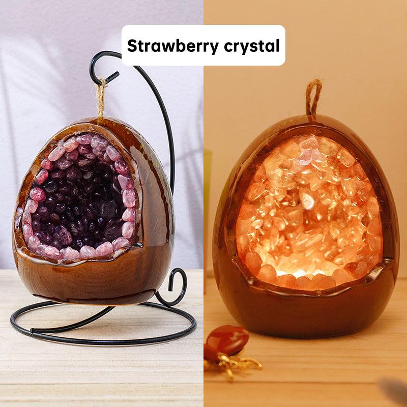 Natural Amethyst Cave Dinosaur Egg Night Light Amethyst Cornucopia Amethyst Tooth Led Lamp Household Lighting - MyStoreLiving