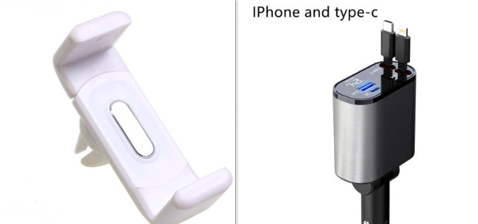 Metal car charger with 100W super fast charging for USB and Type-C adapters and car cigarette lighters