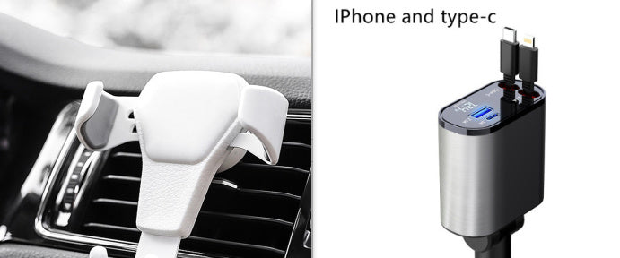 Metal car charger with 100W super fast charging for USB and Type-C adapters and car cigarette lighters