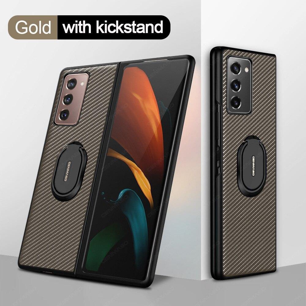 For Samsung Fold2 5G Case Luxury Carbon Fiber Texture Leather Stand Shockproof Back Cover for Samsung Galaxy Z Fold 2 Case - MY STORE LIVING