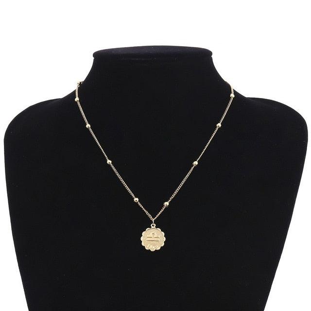 12 Constellations Flower Gold Bead Chain Necklace - MyStoreLiving