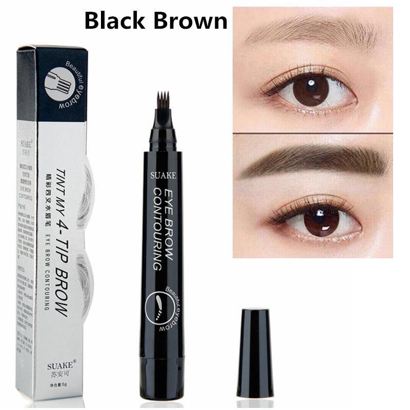 4 Point Eyebrow Pen * 5 Color Waterproof Natural Dark Brown Fork Tip TATTOO Pencil Cosmetic Long Lasting - MY STORE LIVING