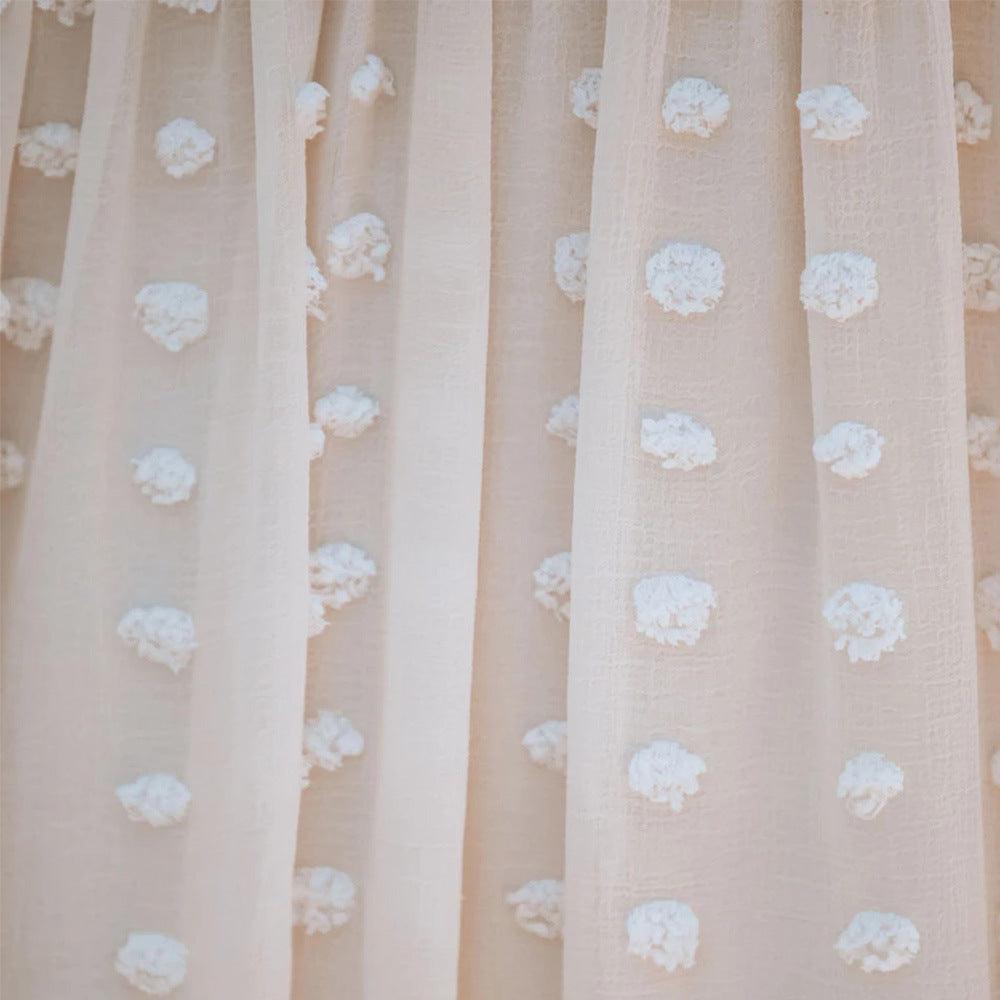 Women's Spring Summer Loose Large Size V Neck Dress Women's Short Sleeve Tunic Waist Jacquard Mid Dress - MyStoreLiving