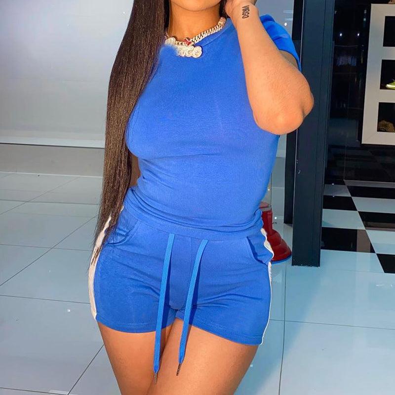Summer New Style Women's Fashion Casual Sports Suit Short Sleeved Shorts Two-Piece Suit - MyStoreLiving