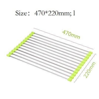 Disk drying rolling rack - Kitchen Dish Drying Rack Over Sink Roll-up Dry Drainers Stainless Steel Foldable - MY STORE LIVING