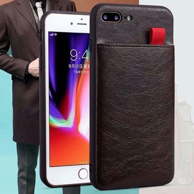 Haissky Leather Wallet Phone Case For iPhone X 6 6s 7 8 Plus Case Luxury Pull Type Card Slots Back Cover For iPhone X 10 8 Plus - MY STORE LIVING