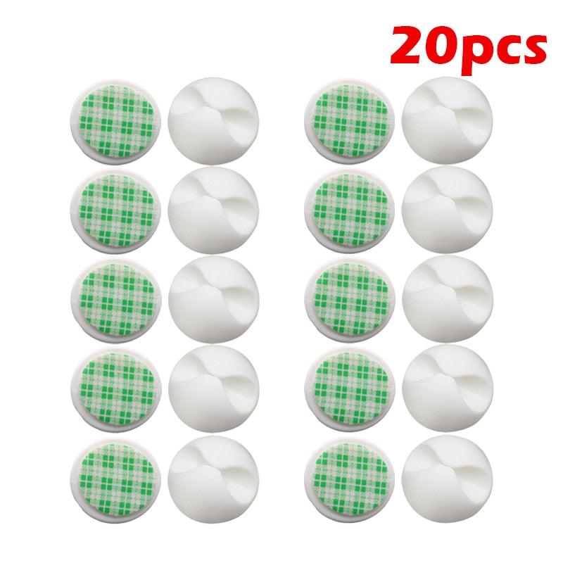 20pcs Cable Winder Home Office Cable Organizer Wire Cord Holder Clip Desk Tidy Organiser Self-adhesive USB Data Cable Fixed Clip - MyStoreLiving