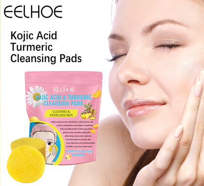 EELHOE Turmeric Kojic Acid Cleansing Pads Exfoliating Pads Facial Sponges For Cleansing Exfoliating Daily Cleansing Skin Care (40 PCS)