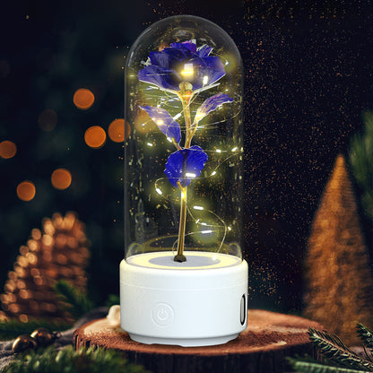 A unique gift that combines an LED light and a Bluetooth speaker with rose flowers.