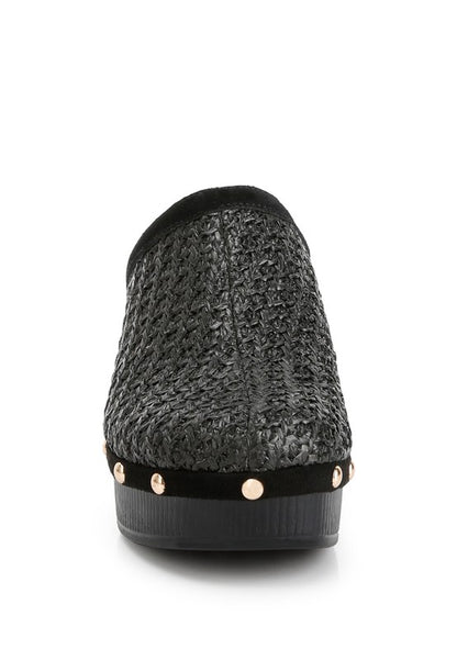 Jeydena Raffia Platform Clogs