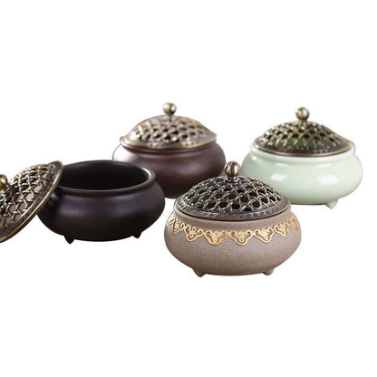 Ceramic Three-legged Incense Burner Sandalwood Agarwood Household Tea Ceremony - MyStoreLiving