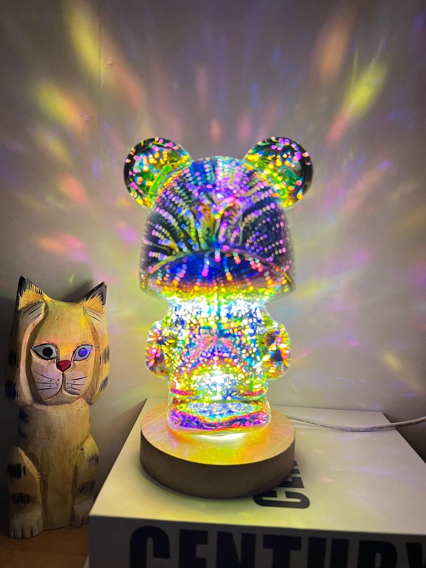 3D Glass Fireworks Bear Violent Bear Desktop Atmosphere Ornaments - MyStoreLiving