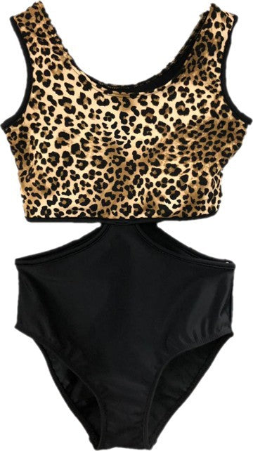 Girl's Leopard Monokini Bathing Suit