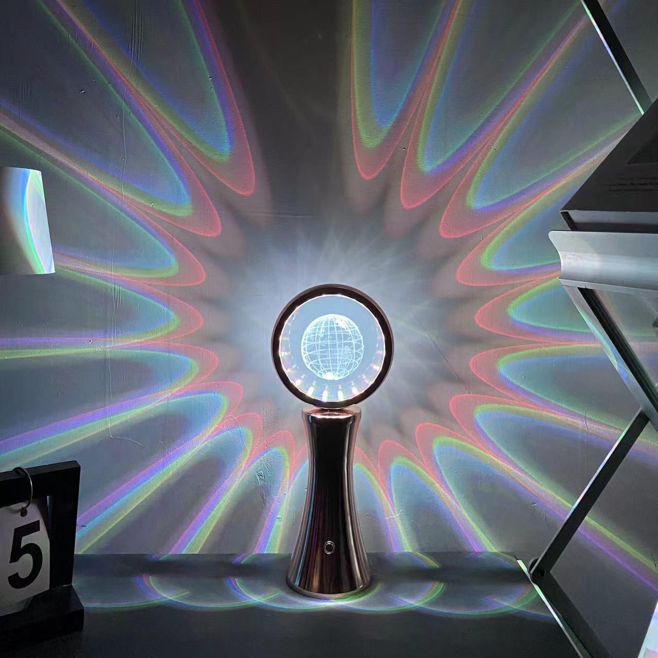 3D crystal globe rotating night light RGB charging modern minimalist desktop projection light and shadow atmosphere light - MyStoreLiving