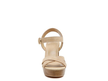 RAG&CO Choupette Suede Leather Block Heeled Sandal