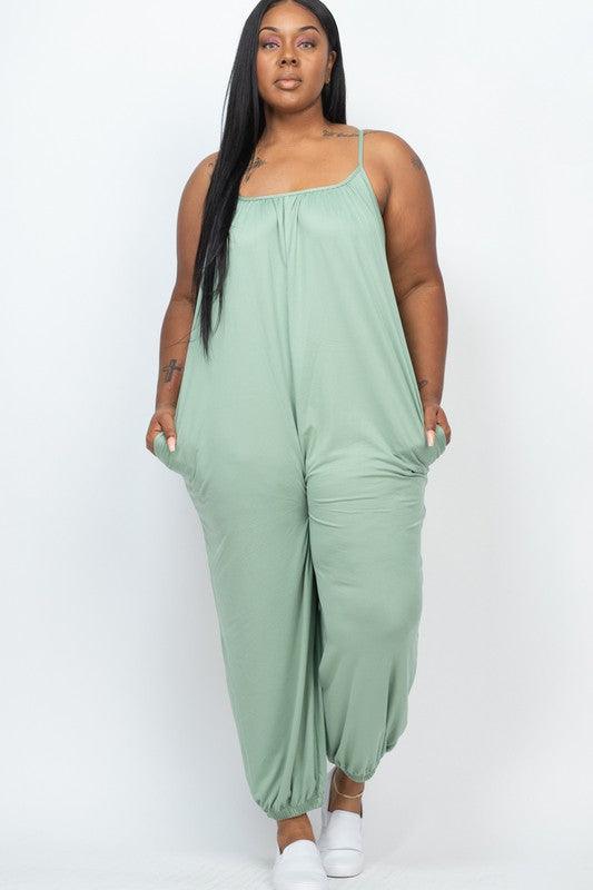 PLUS SIZE SLEEVELESS JOGGER JUMPSUIT - MyStoreLiving