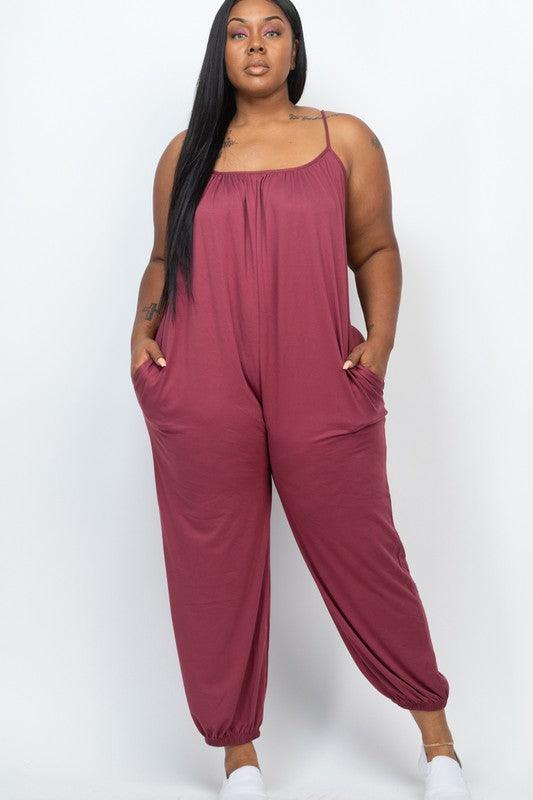 PLUS SIZE SLEEVELESS JOGGER JUMPSUIT - MyStoreLiving