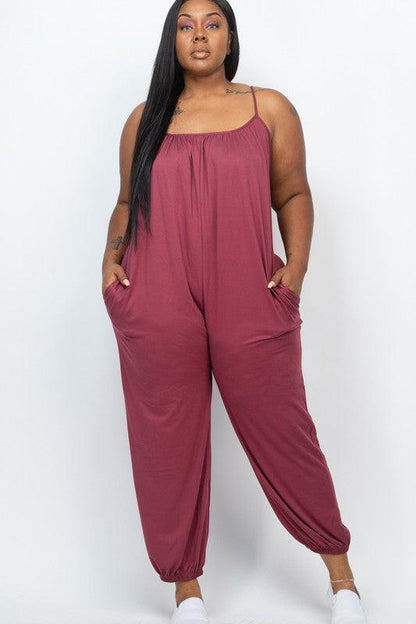 PLUS SIZE SLEEVELESS JOGGER JUMPSUIT - MyStoreLiving