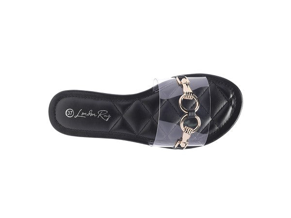 SCOTH Clear Buckled Quilted Slides