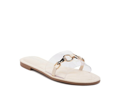 SCOTH Clear Buckled Quilted Slides