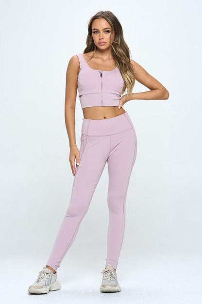 Zip Up Crop Sports Tank Top Set - MyStoreLiving