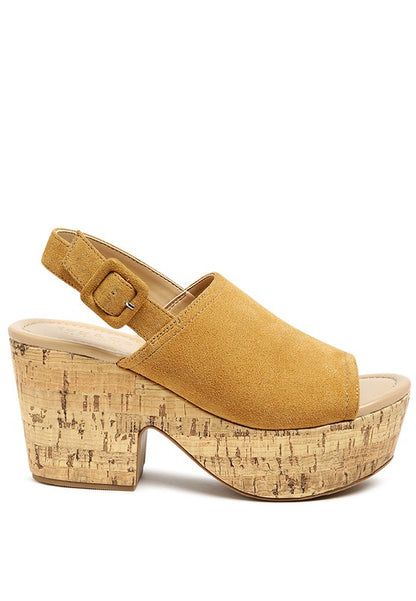 VENDELA Leather Slingbank Platform Sandal IN Tan