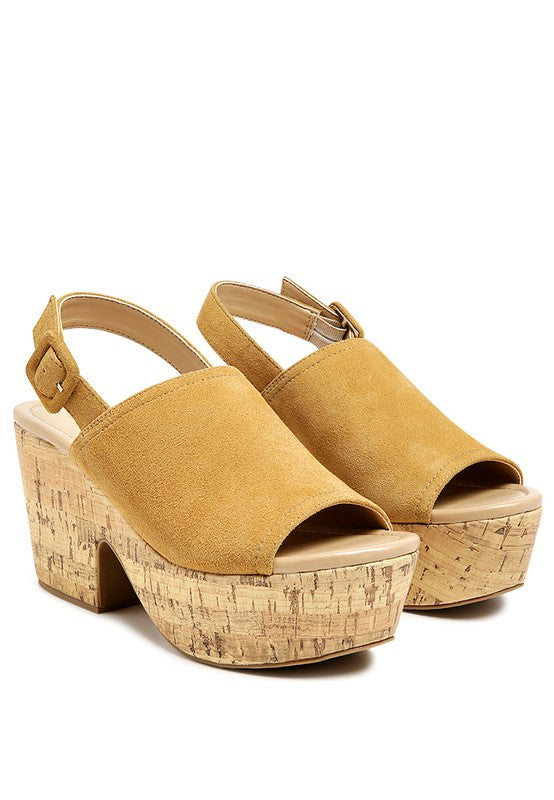 VENDELA Leather Slingbank Platform Sandal IN Tan