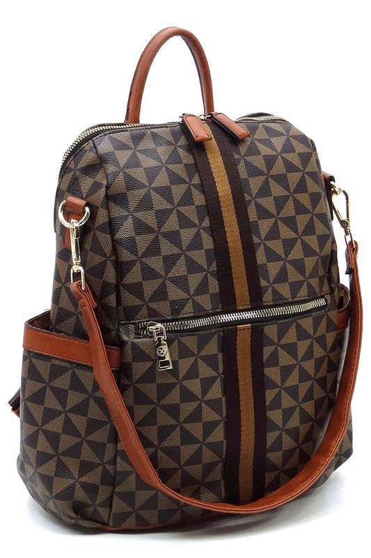 PM Monogram Striped Convertible Backpack