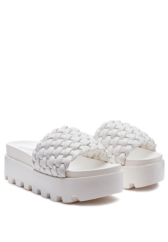 SUNDAE PLATFORM Slides With Woven Textured Straps