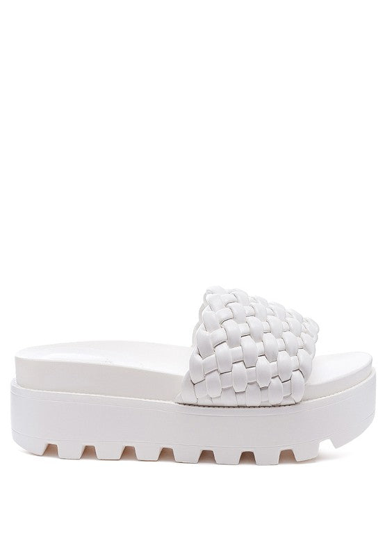 SUNDAE PLATFORM Slides With Woven Textured Straps