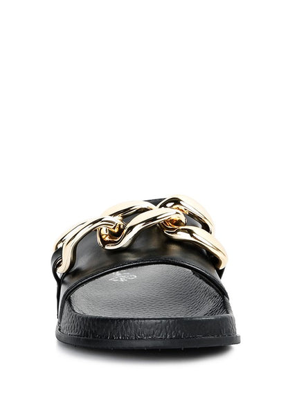 Ishtar Metallic Chain Metal Slid Flats