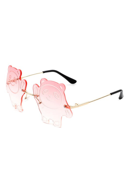 Kids Rimless Panda Colored Children Sunglasses