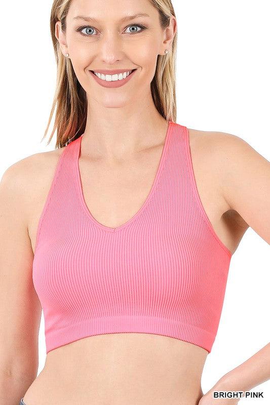 Ribbed Cropped Racerback Tank Top - MyStoreLiving