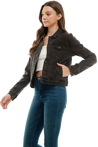 Spandex  Ladies  Casual Denim Jacket