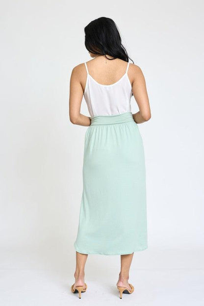 Solid Side Slit Midi Skirt - MyStoreLiving