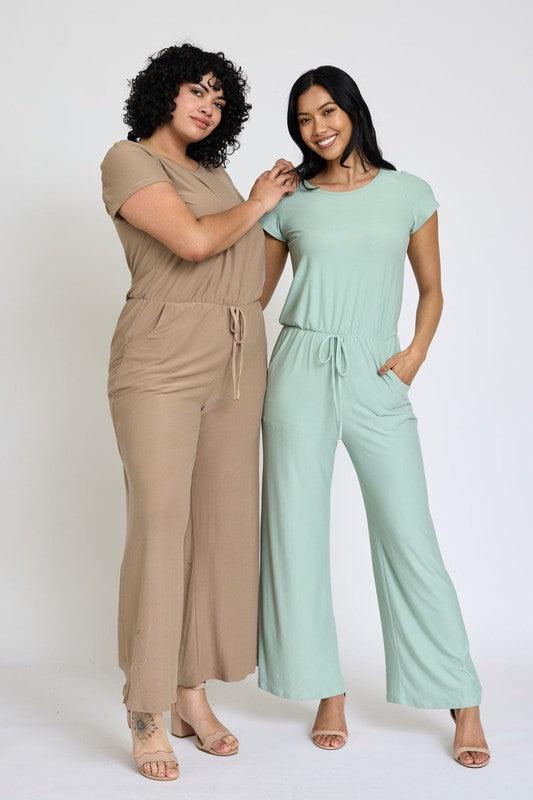 Spring Short Sleeve Jumpsuit W/Pocket - MyStoreLiving