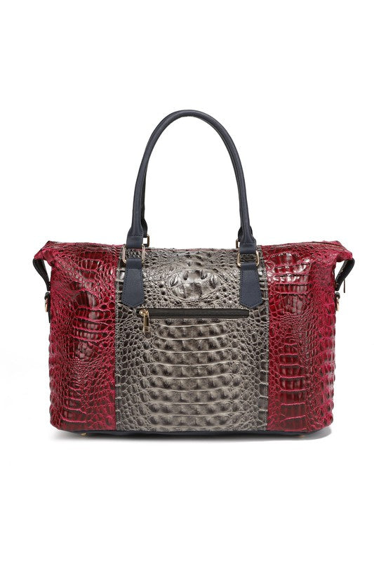 MKF Faux Crocodile-Embossed Duffle Bag by Mia K