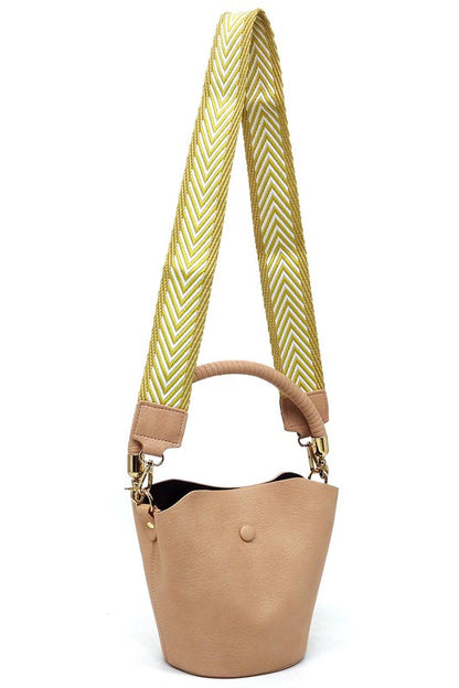 Fashion Bucket Crossbody Bag with Guitar Strap