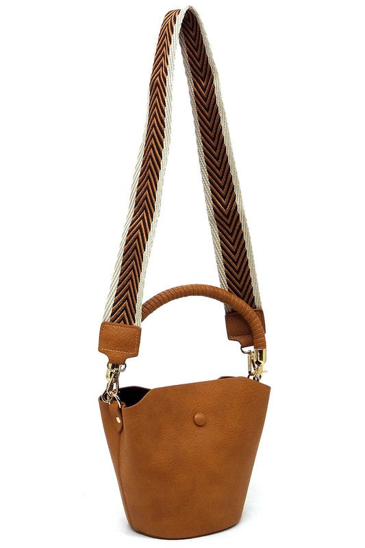 Fashion Bucket Crossbody Bag with Guitar Strap