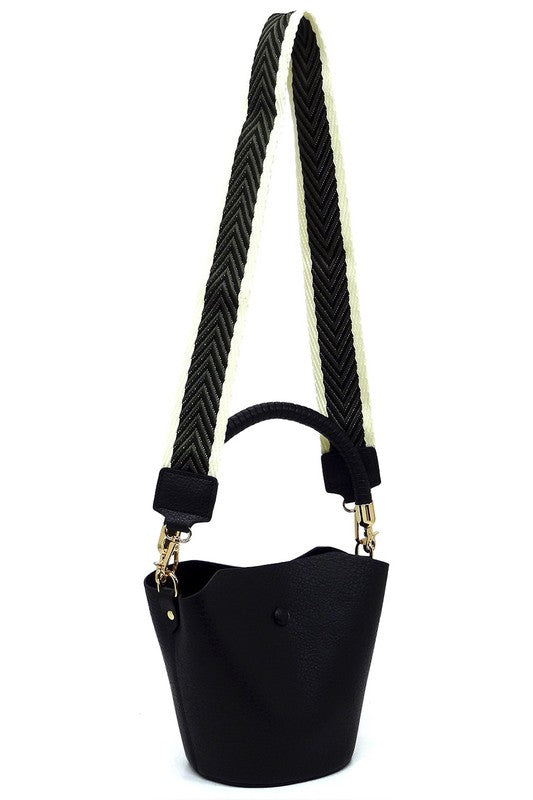 Fashion Bucket Crossbody Bag with Guitar Strap