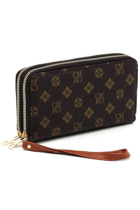 CM Monogram Zip Around Clutch Wallet Wristlet