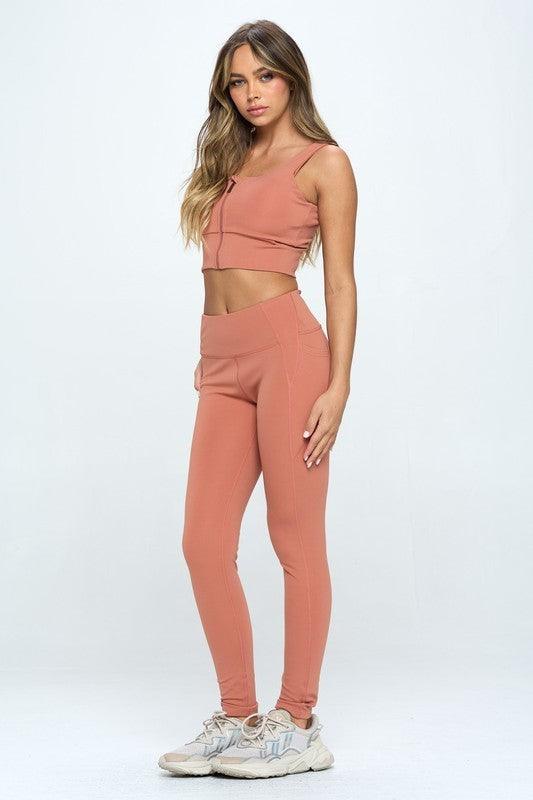 Zip Up Crop Sports Tank Top Set - MyStoreLiving