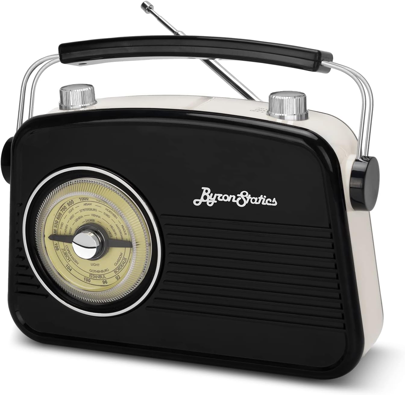 Black AM FM Radio - Small Portable Radios Vintage/Retro with Headphone Jack, Large Analog Rotary Tuning Dial