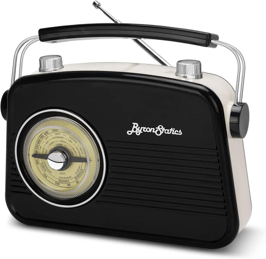 Black AM FM Radio - Small Portable Radios Vintage/Retro with Headphone Jack, Large Analog Rotary Tuning Dial