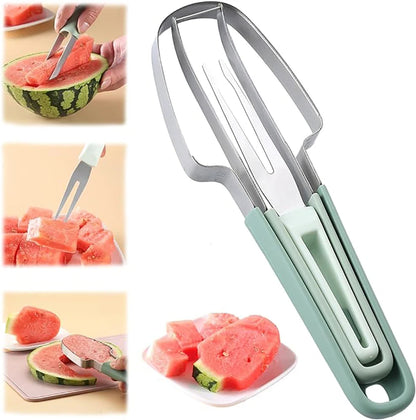 3-in-1 Watermelon Cutter Stainless Steel Fruit Carving Knife Multi-functional Melon Fork Slicer Tool for Camping Kitchen Gadgets