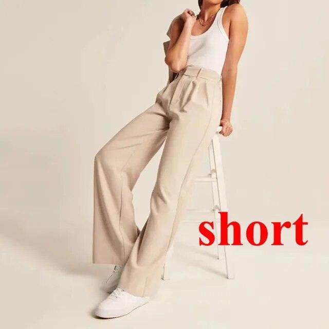 Loose Women Wide Leg Pants Real Pocket Office Lady Trousers Casual Suit Pants The Effortless Tailored Wide Leg Pants - MyStoreLiving