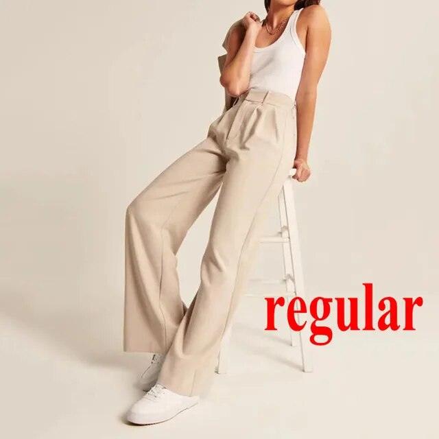 Loose Women Wide Leg Pants Real Pocket Office Lady Trousers Casual Suit Pants The Effortless Tailored Wide Leg Pants - MyStoreLiving