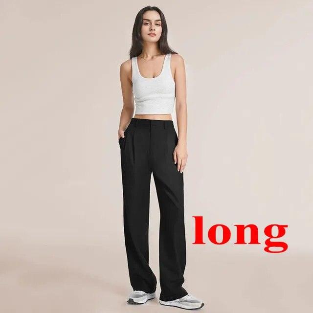 Loose Women Wide Leg Pants Real Pocket Office Lady Trousers Casual Suit Pants The Effortless Tailored Wide Leg Pants - MyStoreLiving