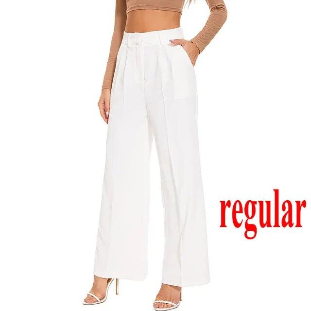 Loose Women Wide Leg Pants Real Pocket Office Lady Trousers Casual Suit Pants The Effortless Tailored Wide Leg Pants - MyStoreLiving