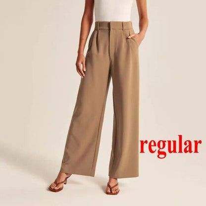 Loose Women Wide Leg Pants Real Pocket Office Lady Trousers Casual Suit Pants The Effortless Tailored Wide Leg Pants - MyStoreLiving